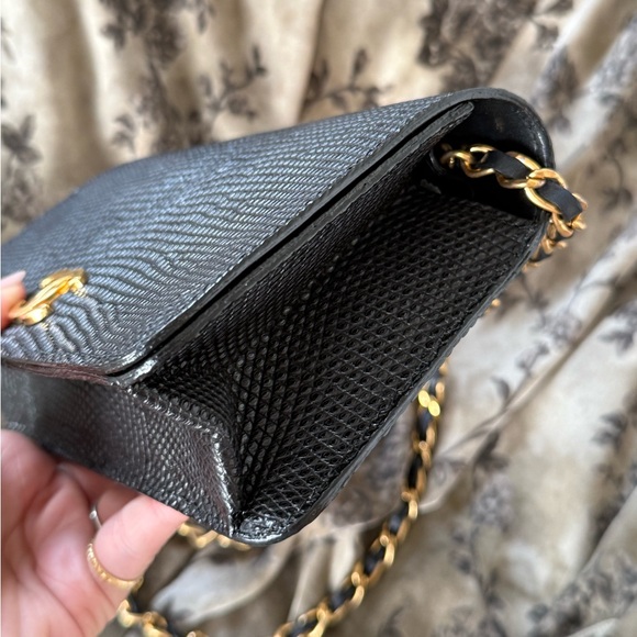 CHANEL Black Vintage Lizard Single Flap Bag Small GHW - Picture 4 of 15